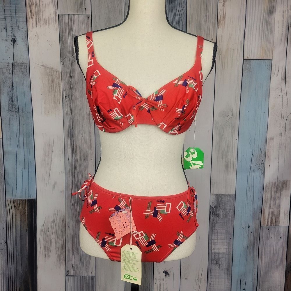 Vintage Bali Red Bikini Swimsuit Size 34C Small